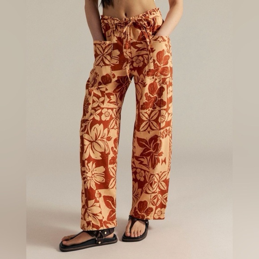 We the Free People‎ Orange Mirage Print Wide Leg Pants Size S NWT
